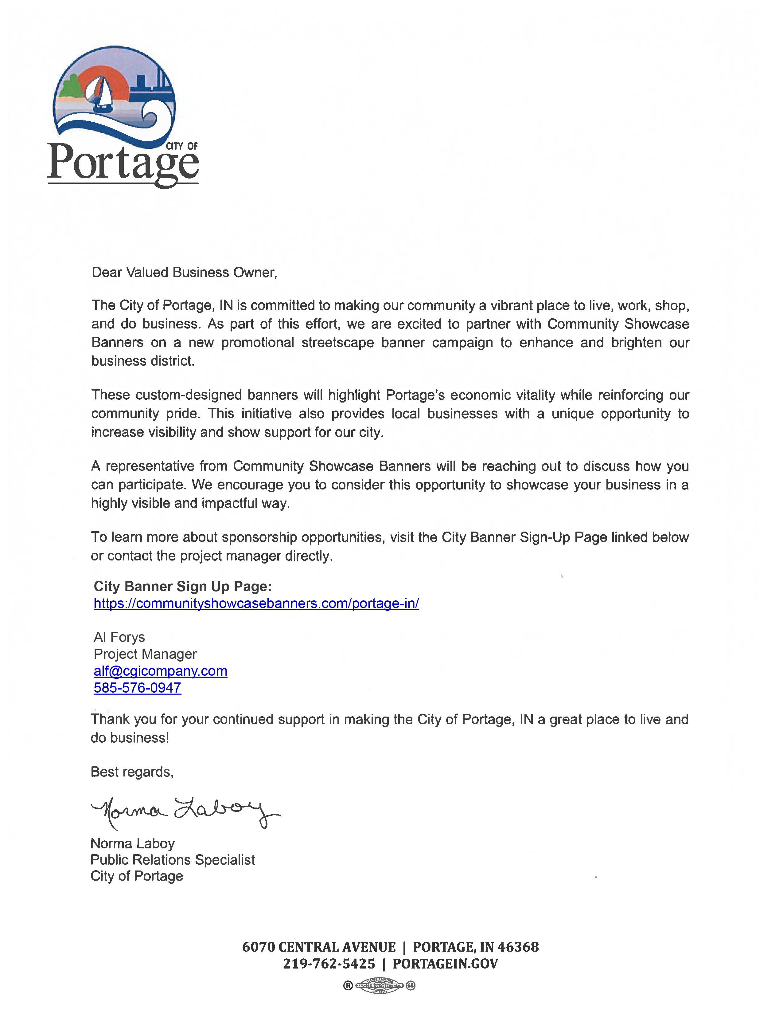 PORTAGE, IN_COMMUNITY LETTER_WEB