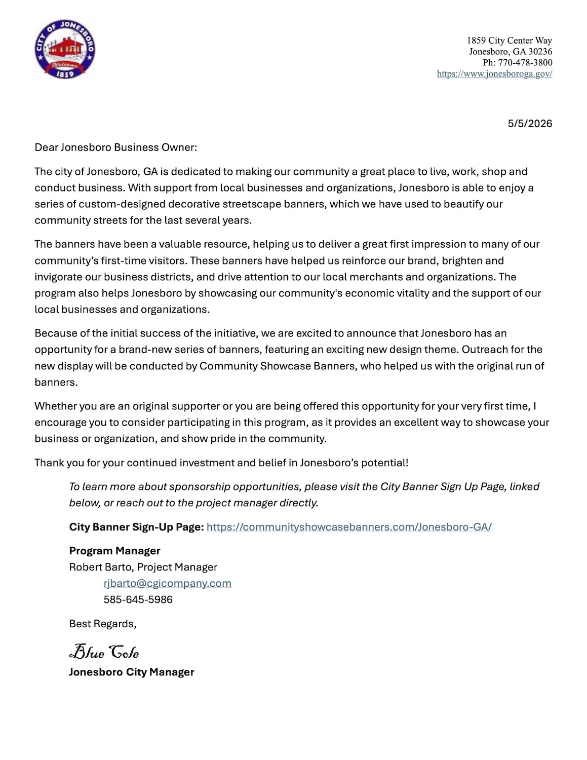 Banner Letter 2026_Jonesboro GA PDF